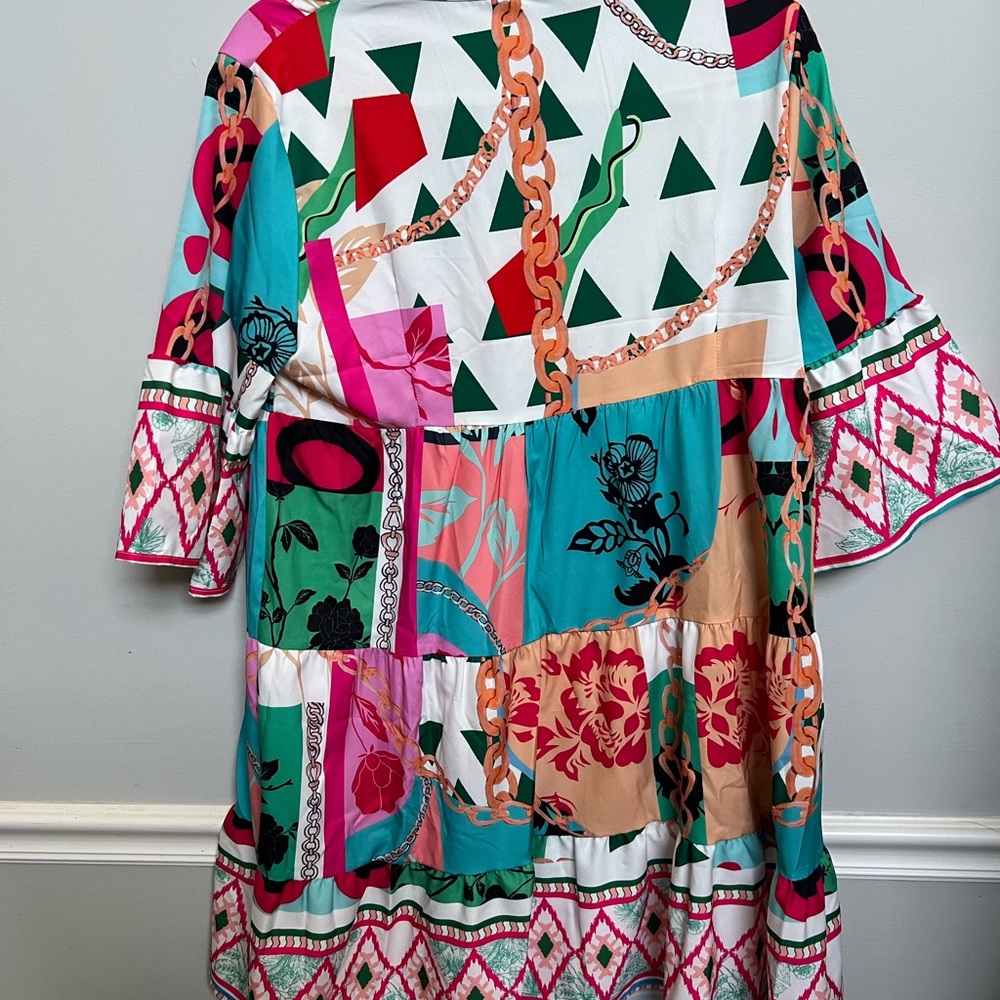 Colorful Geometric Pattern Dress - Picture 2 of 2